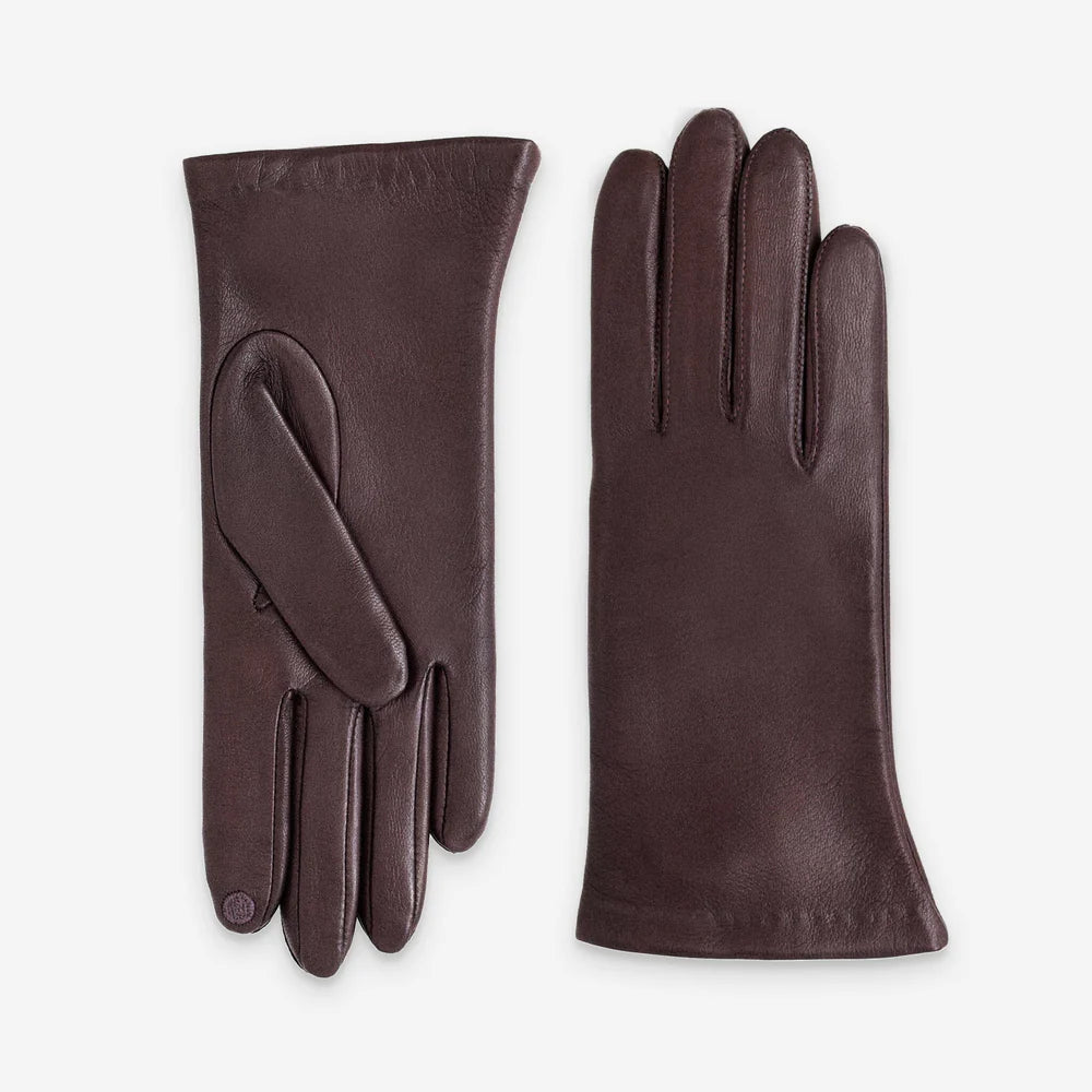 Glove Story - Gants cuir femme moka doublé soie