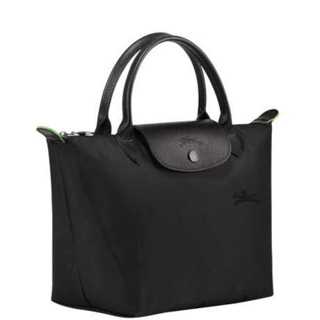 Sac porté main en toile et cuir LONGCHAMP gamme Le Pliage Green couleur noir