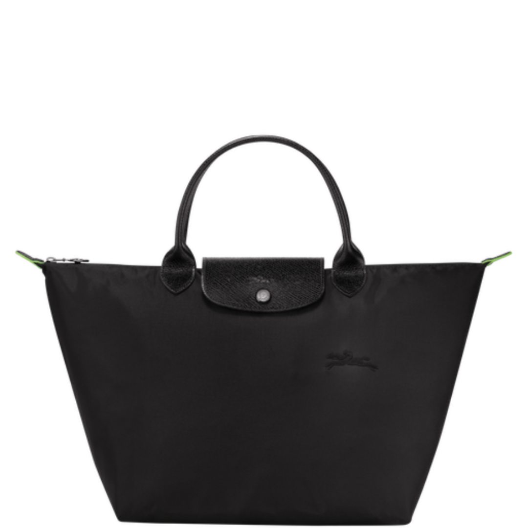 LONGCHAMP Sac a main M Le Pliage Green noir BAGADIE PARIS