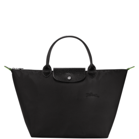 Sac porté main en toile et cuir LONGCHAMP gamme Le Pliage Green couleur noir 