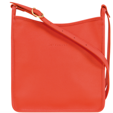 Sac porté travers en cuir LONGCHAMP gamme Le Foulonné couleur orange