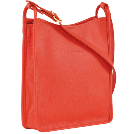 Sac porté travers en cuir LONGCHAMP gamme Le Foulonné couleur orange