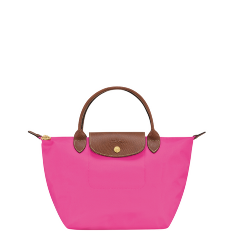 Petit sac à main en toile et cuir LONGCHAMP gamme Le Pliage Original couleur rose candy