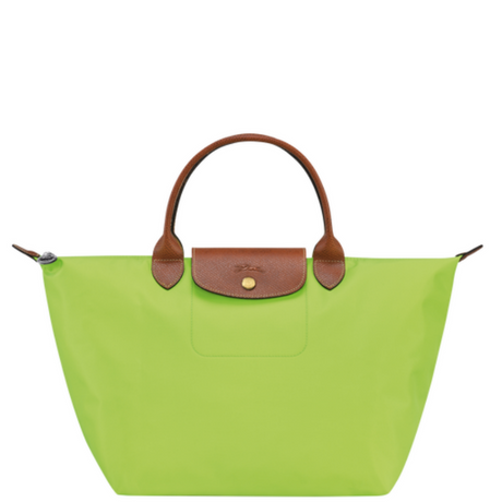 Sac à main en toile et cuir LONGCHAMP gamme Le Pliage Original couleur vert clair