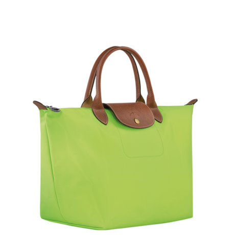 Sac à main en toile et cuir LONGCHAMP gamme Le Pliage Original couleur vert clair