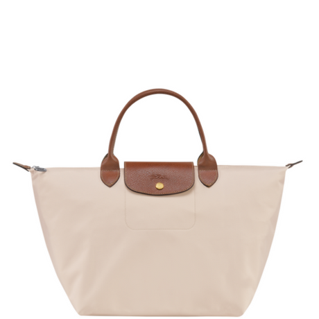 Sac à main en toile et cuir LONGCHAMP gamme Le Pliage Original couleur écru