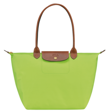 Sac porté épaule en toile et cuir LONGCHAMP gamme Le Pliage Original couleur vert clair