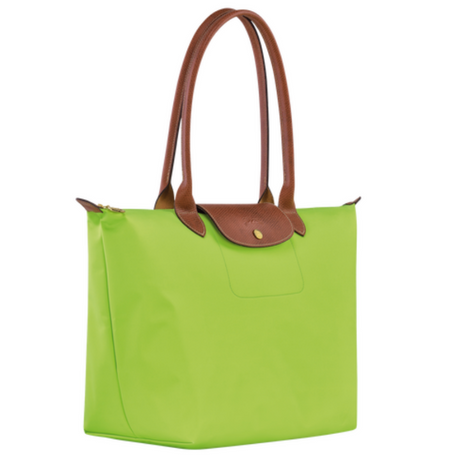 Sac porté épaule en toile et cuir LONGCHAMP gamme Le Pliage Original couleur vert clair