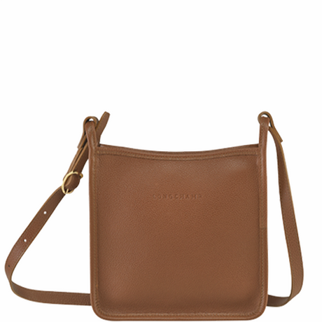 Sac porté travers en cuir LONGCHAMP gamme Le Foulonné couleur caramel