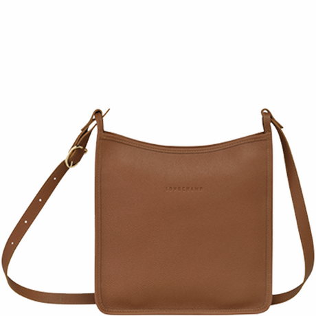 Sac porté travers en cuir LONGCHAMP gamme Le Foulonné couleur caramel