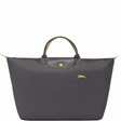 Sac de voyage en toile et cuir LONGCHAMP gamme Le Pliage Club couleur gris fusil