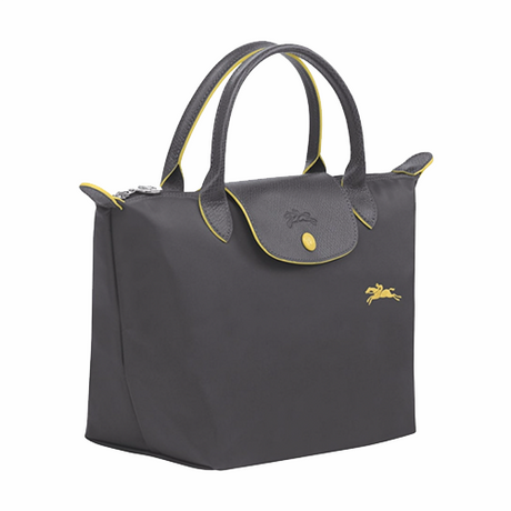 Sac porté main en toile et cuir LONGCHAMP gamme Le Pliage Club couleur gris foncé