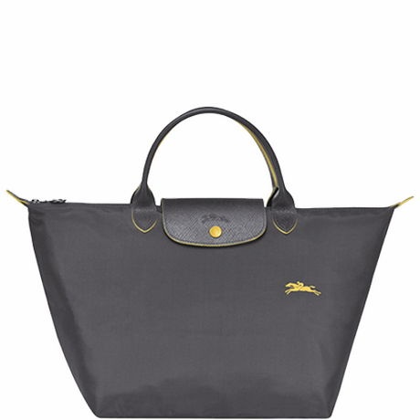 Sac porté main en toile et cuir LONGCHAMP gamme Le Pliage Club couleur gris foncé