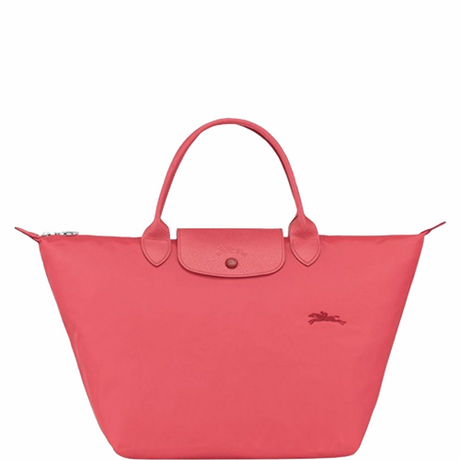 Sac porté main en toile et cuir LONGCHAMP gamme Le Pliage Club couleur rose 