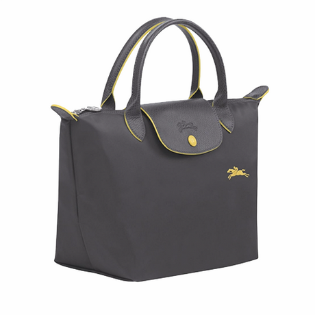 Sac porté main en toile et cuir LONGCHAMP gamme Le Pliage Club couleur gris foncé