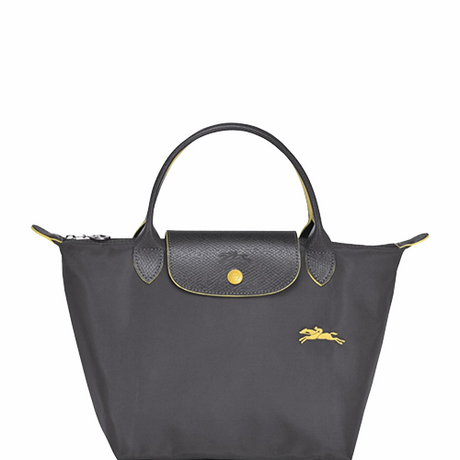 Sac porté main en toile et cuir LONGCHAMP gamme Le Pliage Club couleur gris foncé