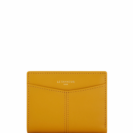 Porte-cartes femme Le Tanneur en cuir lisse gamme Charlotte couleur jaune osier