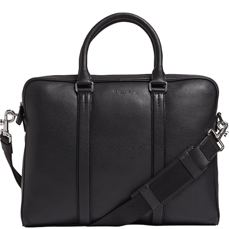 LE TANNEUR - PORTE DOCUMENTS SLIM 14" CHARLES EN CUIR GRAINÉ - NOIR