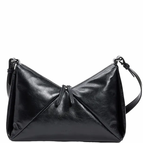 Sac bandoulière en cuir glacé Vanina NAT & NIN couleur noir