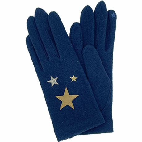 VINCENT PRADIER Gants tactiles avec étoiles  - Navy BAGADIE PARIS