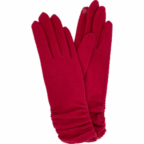 VINCENT PRADIER Gants tactiles froncés - Rouge BAGADIE PARIS