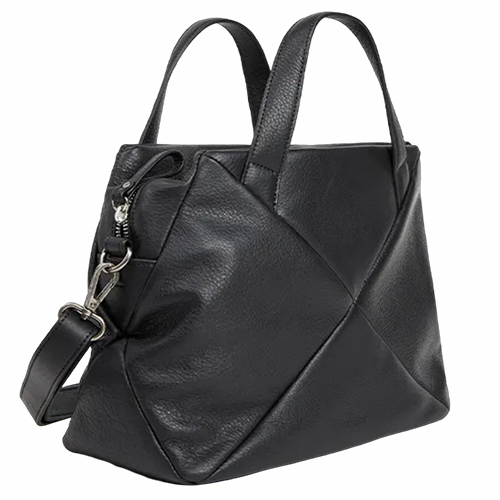 Sac à main avec bandoulière en cuir peau de pêche Xena NAT & NIN couleur noir