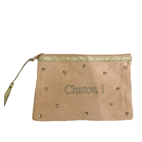 PETITE MENDIGOTE - Pochette Aude - Nude - Chaton BAGADIE PARIS