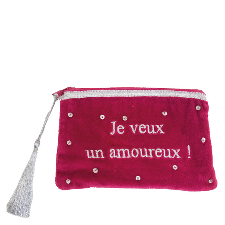 PETITE MENDIGOTE - Pochette Aude Velours Rouge BAGADIE PARIS