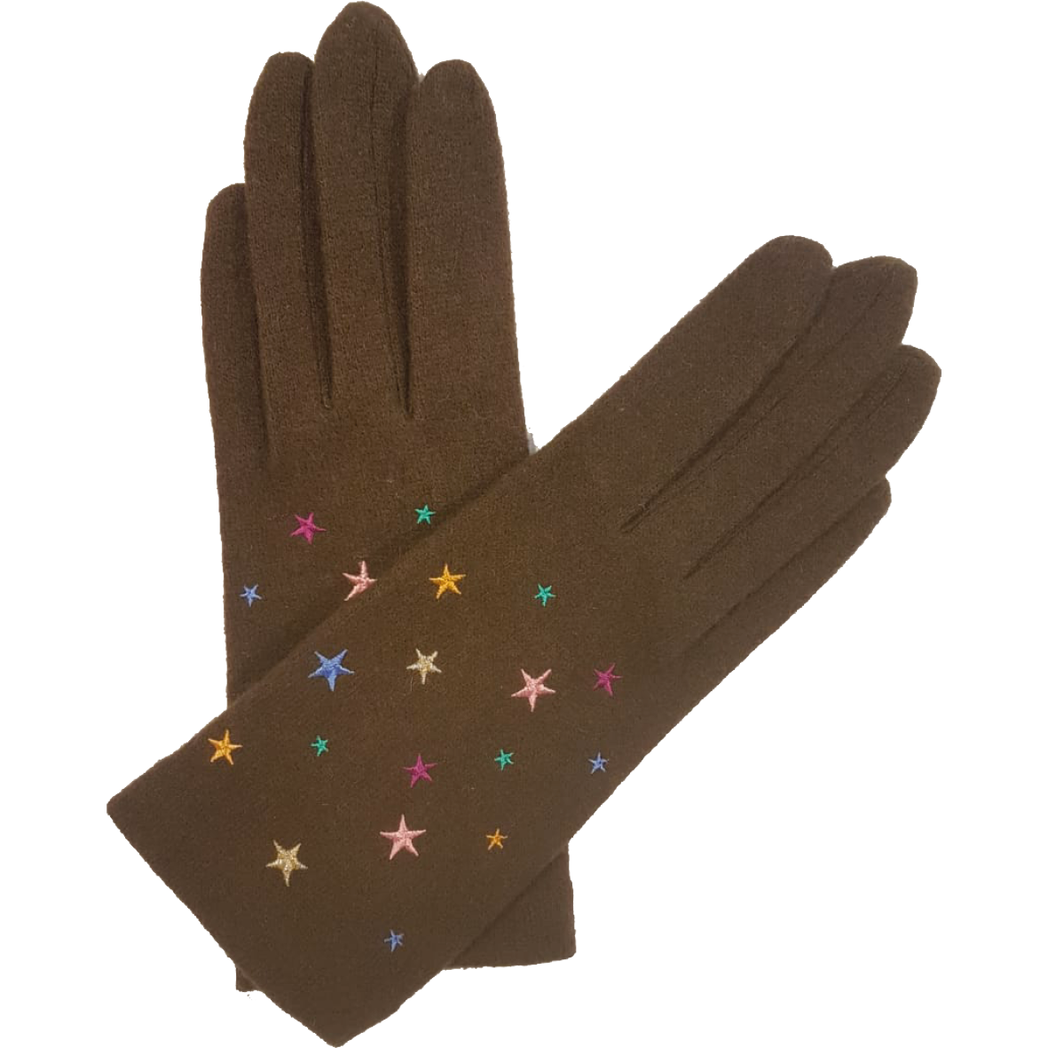 VINCENT PRADIER Gants tactiles étoilés multicolores - Marron BAGADIE PARIS