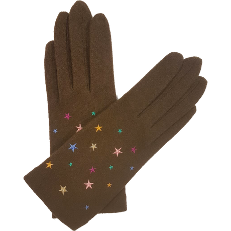 VINCENT PRADIER Gants tactiles étoilés multicolores - Marron BAGADIE PARIS