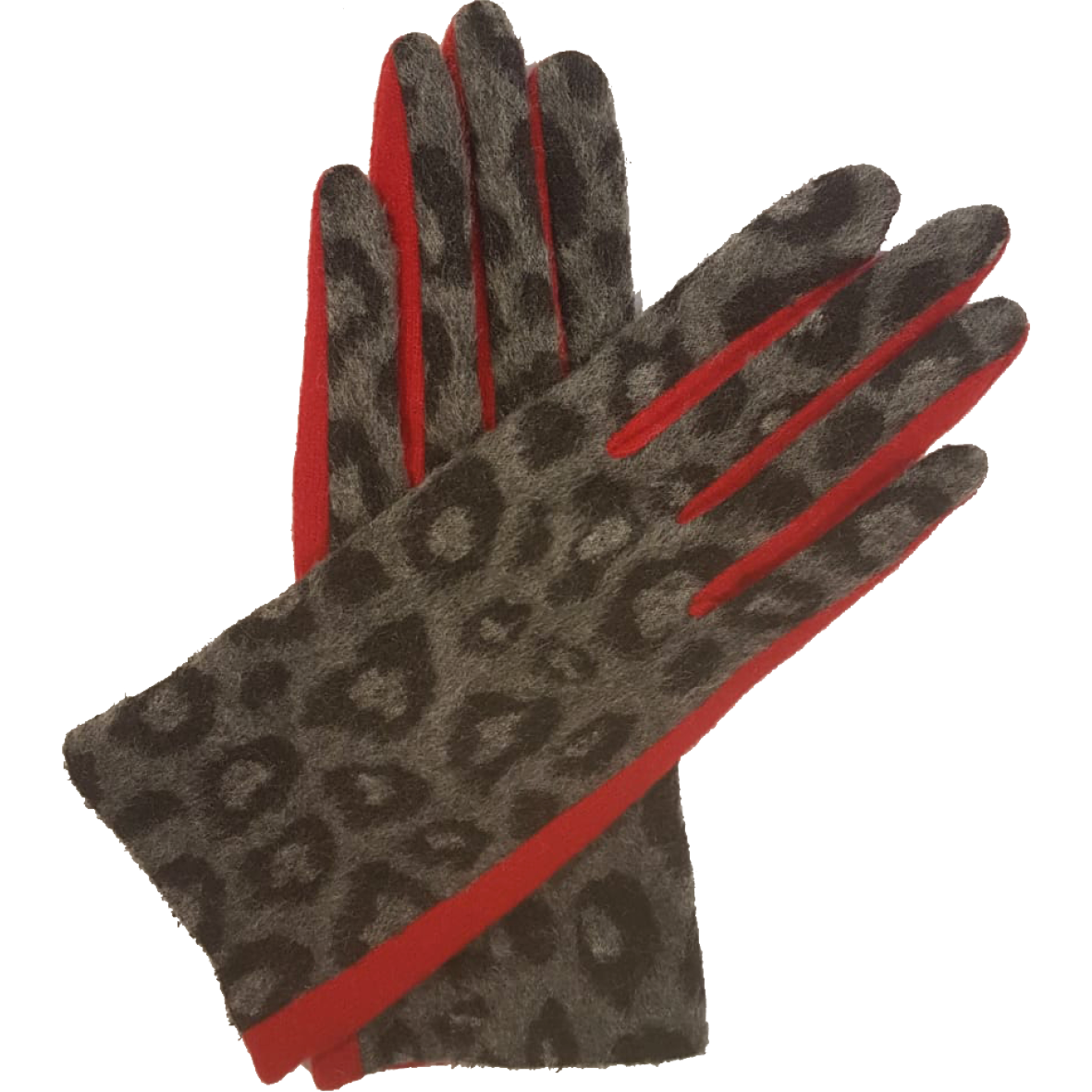 VINCENT PRADIER Gants avec motif animal - Rouge / Léopard Gris BAGADIE PARIS