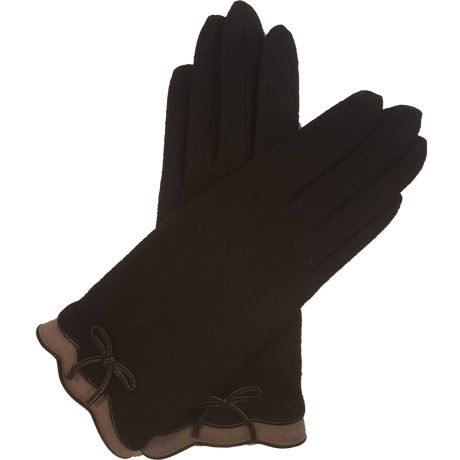 VINCENT PRADIER Gants tactile avec noeud en cuir - Brown/camel BAGADIE PARIS