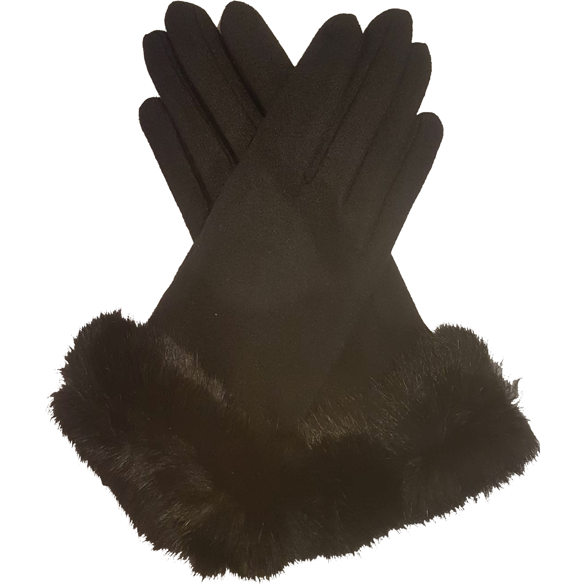 VINCENT PRADIER Gants tactiles avec fourrure - Brown BAGADIE PARIS