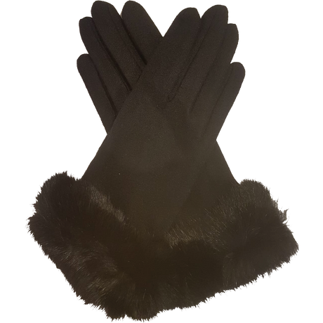 VINCENT PRADIER Gants tactiles avec fourrure - Brown BAGADIE PARIS